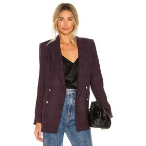 Veronica Beard Purple Plaid Double-Breasted Jacket
